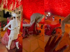 Viral Video: ਲਾੜੀ ਨੂੰ ਬਾਹਾਂ 'ਚ ਲੈ ਕੇ ਨੱਚ ਰਿਹਾ ਸੀ ਲਾੜਾ, ਫਿਰ ਦੋਵਾਂ ਨਾਲ ਵਾਪਰੀ ਅਜੀਬ ਘਟਨਾ