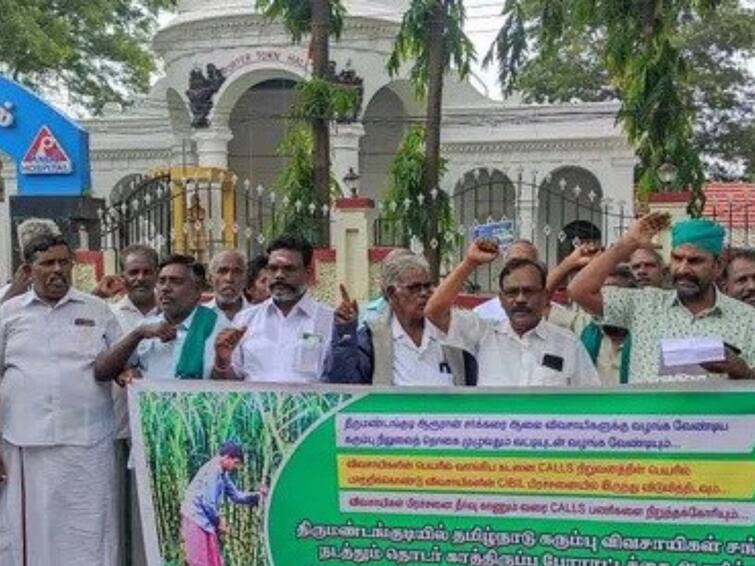 Thanjavur: Sugarcane farmers protest to attract Chief Minister's attention for 28th day TNN தஞ்சையில் 28வது நாளாக முதல்வரின் கவனத்தை ஈர்க்க கரும்பு விவசாயிகள் போராட்டம்