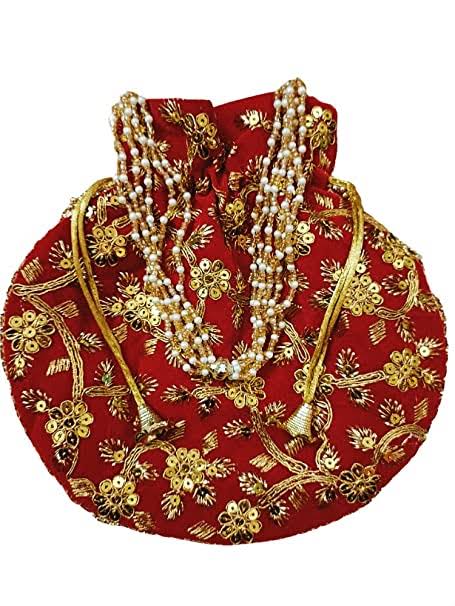 GoldGiftIdeas Traditional Vintage Embroidered Potli Purse for Women with  Zipper, Potli Bags for Return Gifts, Pouches for Baby Shower Gifting (Set  of 5) : Amazon.in: Shoes & Handbags