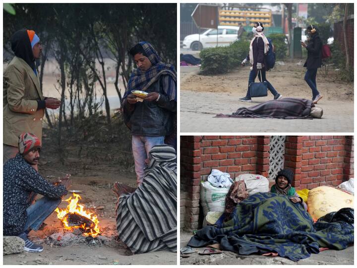 As the minimum temperature in Delhi drops to settle in single digit, homeless people try to take refuge in shelter homes set up by the government.