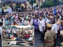 விழுப்புரம்: பஞ்சப்படி வழங்ககோரி ஓய்வு பெற்ற போக்குவரத்து பணியாளர்கள் சாலை மறியல்