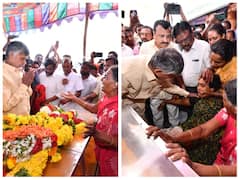 TDP Chief N Chandrababu Naidu Meets Family Members Of Party Workers Killed In Nellore Stampede - See PICS