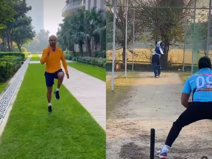 Watch: Indian Star opener batsman Shikhar Dhawan share a video of himself practicing in nets see video Watch: टीम में वापसी के लिए शिखर धवन ने कसी कमर, नेट्स में बहा रहे हैं जमकर पसीना