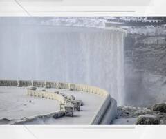 Niagara Falls : सुप्रसिद्ध नायगारा धबधबा गोठला; अमेरिकेला हिमवादळाचा तडाखा, हाडं गोठवणारी थंडी