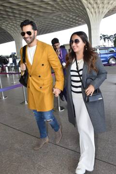 नए साल का जश्न मनाने पत्नी नताशा दलाल संग ट्रिप पर निकले वरुण धवन, एयरपोर्ट पर हुए स्पॉट