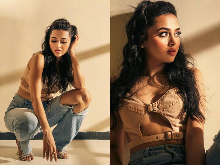 Tejasswi Prakash shared new pictures of herself in a denim outfit. Tejasswi looked dapper in her latest photoshoot. Check out pics