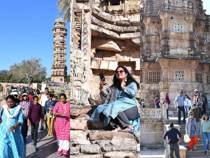 चित्तौड़गढ़ किले में राजस्थान के अलावा गुजरात और एमपी के पर्यटक भी बड़ी संख्या में आ रहे हैं. पर्यटक यहां दुर्ग के कुंभा महल, पद्मिनी महल,विजय स्तंभ,गौमुख कुंड और फतेह प्रकाश म्यूजियम देख रहे हैं.