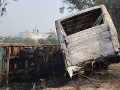 दिल्ली-गरुग्राम हाइवे पर बस और ट्रक के बीच भिड़ंत, दर्दनाक हादसे में जिंदा जला ड्राइवर, मौत