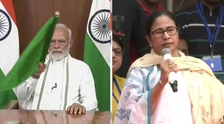 PM Narendra Modi CM Mamata Banerjee flags off Vande Bharat Express via video conferencing PM Modi flags off Vande Bharat Express: PM મોદીએ વંદે ભારત એક્સપ્રેસને આપી લીલી ઝંડી, મમતા બેનર્જીએ હીરાબાના નિધન પર વ્યક્ત કર્યું દુઃખ