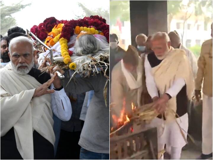 Heeraben Modi Death Mortal Remains Of PM Modi's Mother Consigned To Flames In Gandhinagar Heeraben Modi Death: హీరాబెన్ అంత్యక్రియలు పూర్తి- తల్లికి మోదీ కన్నీటి వీడ్కోలు!