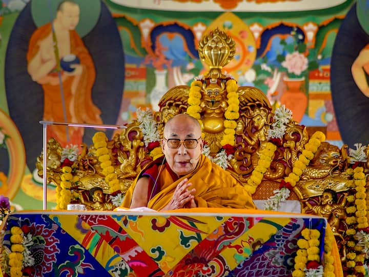 Tibetan spiritual leader Dalai Lama speaks during a sermon at Kalachakra Ground in Bodh Gaya. The Dalai Lama expressed his concern about the Covid pandemic, recalling that it originated in 'China but spread to India and other parts of the world'. (Source: PTI)