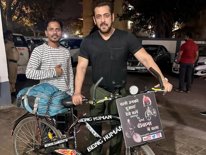 Madhya Pradesh News Fan Sameer Kumar reached Mumbai by bicycle from Jabalpur to meet Salman Khan ANN Jabalpur News: सलमान खान ने जब अपने जबरा फैन समीर से कहा- 