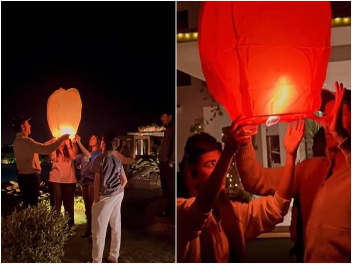 Hrithik Roshan welcomes New Year with Saba Azad his sons and cousin Pashmina Roshan actor seen flying lantern Watch Video Watch: Hrithik Roshan ने सबा आजाद के साथ खास अंदाज में किया नए साल का वेलकम, रात के अंधेरे में फ्लाइंग लालटेन उड़ाते नजर आए