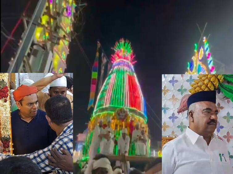 Nagore Dharga 466th Sandhana koodu festival is filled with devotees A R Rahman and Minister Senji Mastan took part in the festival நாகூர் தர்காவின் சந்தனக்கூடு விழாவில் இசையமைப்பாளர் ஏ.ஆர். ரஹ்மான்