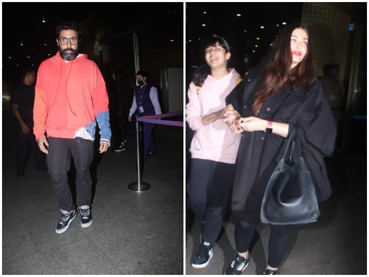 Aishwarya Rai- Abhishek Bachchan, ऐश्वर्या राय और अभिषेक बच्चन अपनी बेटी आराध्या बच्चन के साथ न्यू ईयर वेकेशन के बाद वापस मुंबई लौट आए हैं. तीनों को मंगलवार तड़के एयरपोर्ट पर स्पॉट किया गया.