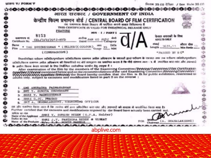 Censor board certificate when movie start know meaning of code written