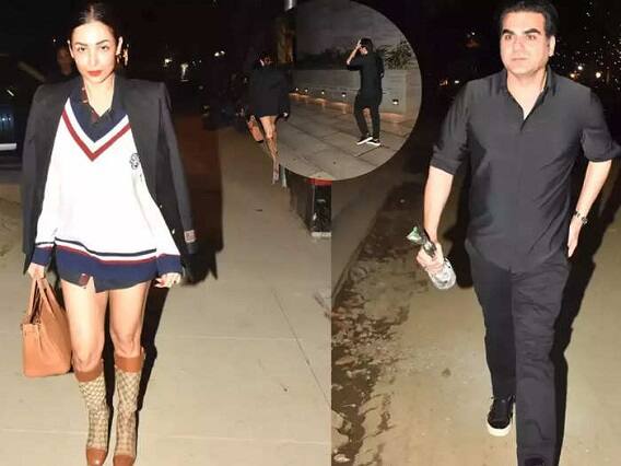 Ex-Couple, Malaika Arora And Arbaaz Khan Make An Unusual Appearance Together, Twin In Black Malaika and Arbaaz: મોડી રાત્રે અરબાઝ અને મલાઈક દેખાયા એકસાથે, અભિનેત્રી એક્સ હસબન્ડનો કોર્ટ પહેરી ફરતી જોવા મળી