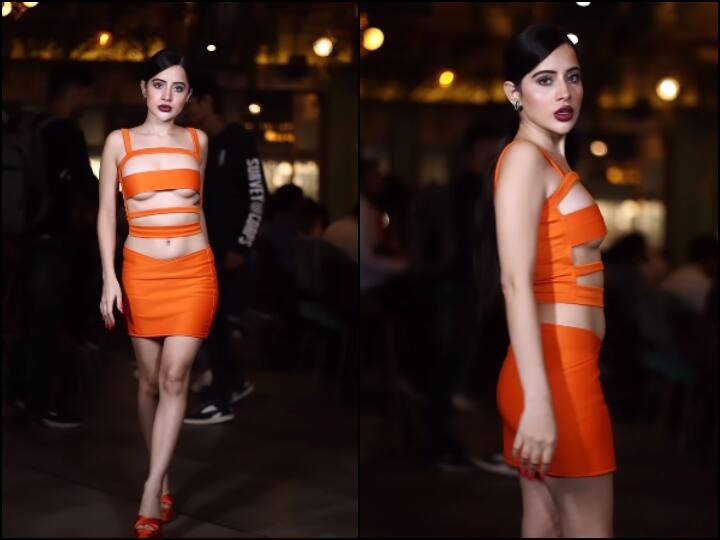 Urfi Javed latest video in saffron outfit amid besharam rang pathaan controversy Watch video 'पठान' रिलीज़ से पहले 'बेशर्म' हुईं उर्फी जावेद, बवाल के बीच भगवा ड्रेस में शेयर कर दिया ऐसा वीडियो