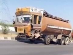 হাইওয়ে ধরে ছুটছে ট্রাক, নেই সামনের দুই চাকা! ভাইরাল ভিডিও