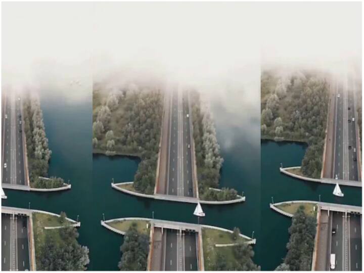 Watch: एक ऐसा पुल जहां कुछ पल के लिए गाड़ियां हो जाती हैं 'गायब', वीडियो देख आप भी खा जाएंगे धोखा Viral Video of Netherlands Reverse Bridge watch this trending video social media twitter Watch: एक ऐसा पुल जहां कुछ पल के लिए गाड़ियां हो जाती हैं 'गायब', वीडियो देख आप भी खा जाएंगे धोखा