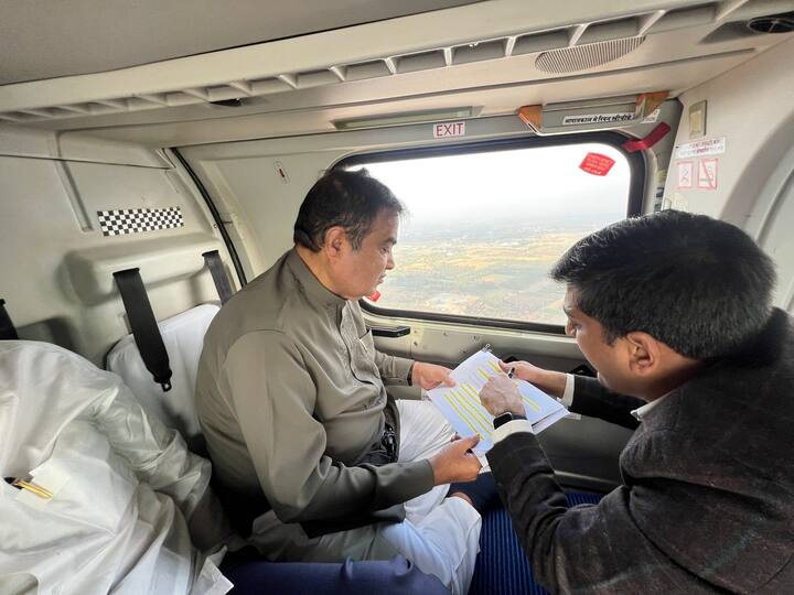 During his visit to Karnataka, the Minister who conducted an aerial inspection was also briefed about the progress of the project