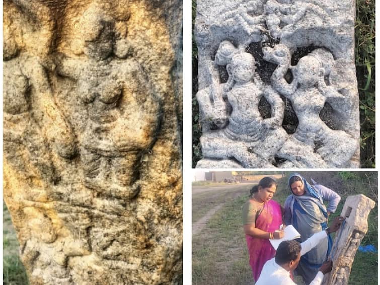 Discovery of 17th century quadratic mesentery near Vallanad TNN வல்லநாடு அருகே 17 ஆம் நூற்றாண்டு சேர்ந்த இருபடி நிலை நடு கற்கள் கண்டெடுப்பு
