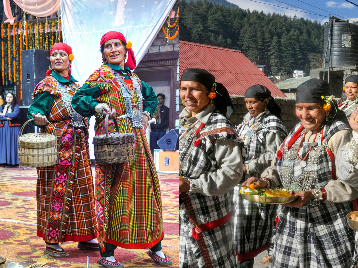 A girl in the folk Himachali dress in Manali | Dress culture, Funky dresses,  Girl photography
