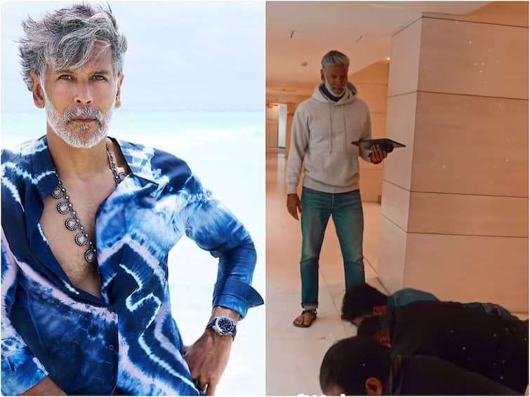 Milind Soman Demands Paparazzi Do Push-Ups Before Allowing To Take His Pictures Milind Soman Demands Paparazzi Do Push-Ups Before Allowing To Take His Pictures