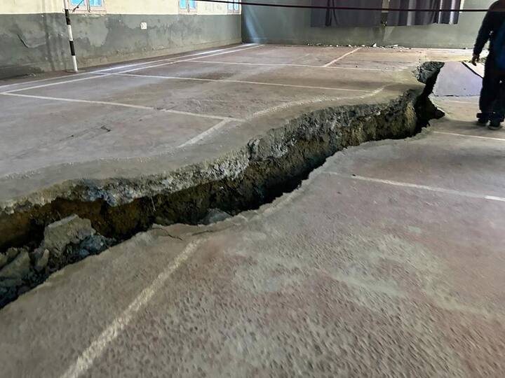 Cracks develop near a house in Joshimath of Chamoli district of Uttarakhand. (Source: PTI)