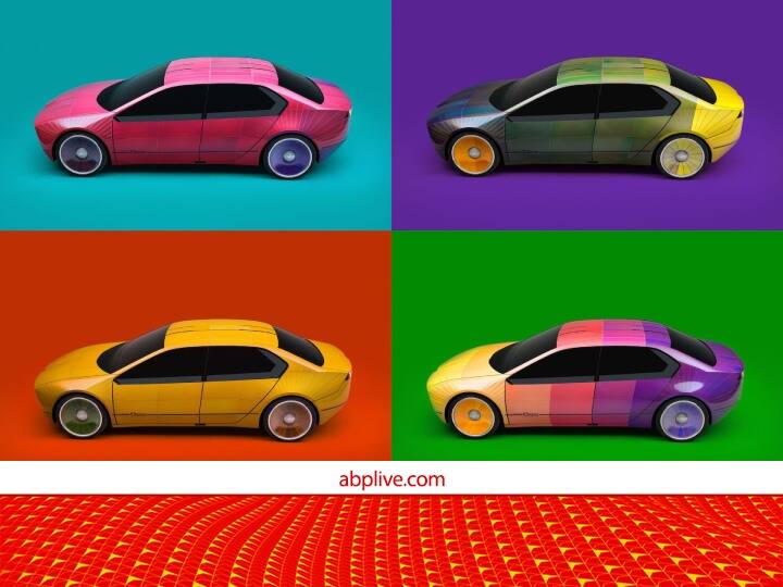 BMW showcase its color changing car bmw multiple color changing car world first color changing electric car Color Changing Car: कार नहीं 'गिरगिट कार' है ये, 32 रंग बदलने में है माहिर, देखें डिटेल्स
