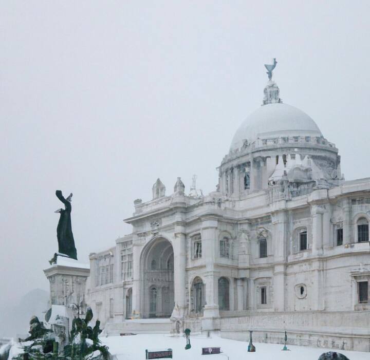 যদি কলকাতায় রাস্তায় বরফ পড়ে থাকে? যদি ইউরোপের বা আমেরিকার কোনও শহরের মতো বরফে মোড়া থাকে কলকাতা? যদি ভিক্টোরিয়ার চূড়া ঢেকে যায় বরফে? তাহলে কেমন হবে? এই এআই (AI) ইমেজ তৈরি করেছেন শিল্পী সৌভিক ঘোষ। সেই ছবিগুলি নিজের টুইটার হ্যান্ডেলে শেয়ার করেছেন অংশুমান চৌধুরী নামে এক টুইটার ব্যবহারকারী।
