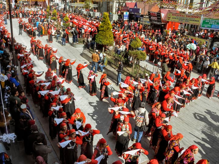 Winter Carnival 2023 is presented by the District Administration, Kullu, and Manali Winter Carnival Committee. The event is being hosted between January 2 to January 6. This eagerly awaited annual festival is held to highlight the cultural and historical background of Kullu Manali. (Image Source: PTI)