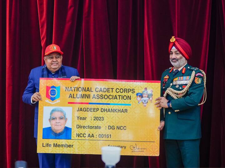 The Vice President was also given the NCC Alumni Association membership by DG NCC Lt Gen Gurbirpal Singh on the occasion. (Image Source: PTI)