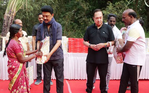 Tamil Nadu CM Stalin Distributes Pongal Hamper During His Morning Walk — See Pics
