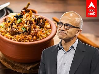 Satya Nadella with Robot : பிரியாணிக்காக மன்னிப்பு கேட்ட ரோபோ.. சத்யா நாதெல்லாவின் Thug Moment..