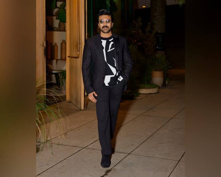 The actor complemented his appearance with a pair of tinted glasses. Earlier this week, the actor and his wife Upasana arrived in Los Angeles.