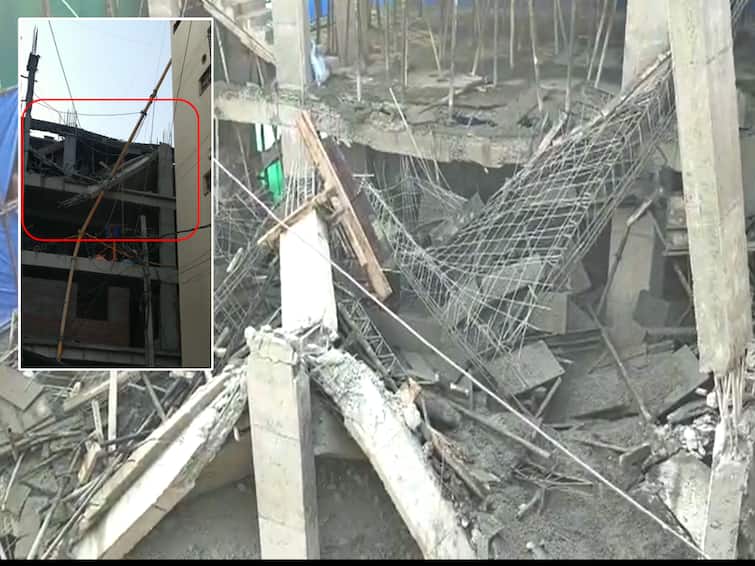 Hyderabad Kukatpally building collapse workers trapped in debris DNN Kukatpally Building Collapse : కూకట్ పల్లిలో కూలిన భవనం స్లాబ్, శిథిలాల కింద కూలీలు!