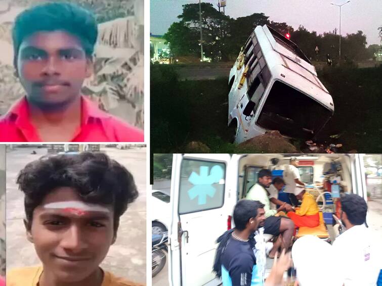Villupuram Van carrying Ayyappa devotees overturned in Tindivanam over 18 injured TNN ஐயப்ப பக்தர்கள் வேன் கவிழ்ந்து விபத்து - 8 வயது சிறுமி உட்பட 18 பேர் படுகாயம்