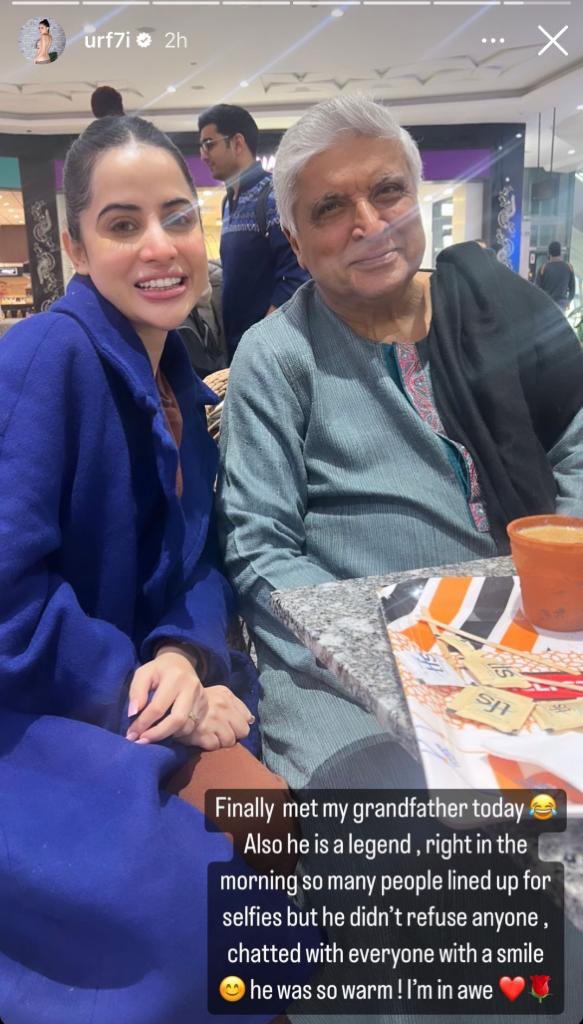 Urfi Javed Pics: 'फाइनली दादा जी मिल गए,' जावेद अख्तर से मुलाकात के बाद उर्फी जावेद ने दिया ये रिएक्शन