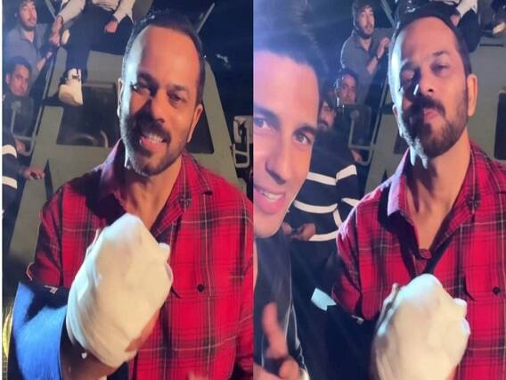 Rohit Shetty back on set with stitches on his fingers after car VIDEO: અકસ્માત બાદ હાથે પાટો બાંધી સેટ પર પહોંચ્યો રોહિત શેટ્ટી! સિદ્ધાર્થ મલ્હોત્રાએ જણાવી કથની..