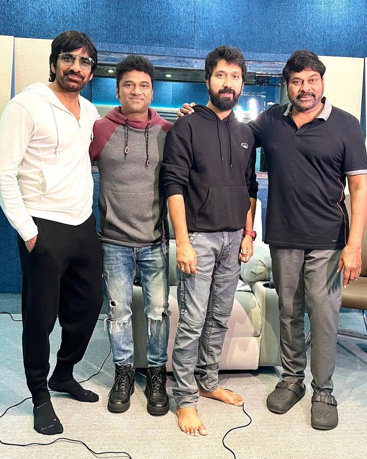 రవితేజ, దేవిశ్రీ, బాబి, చిరంజీవి - Image Credit: Devi Sri Prasad/Instagram