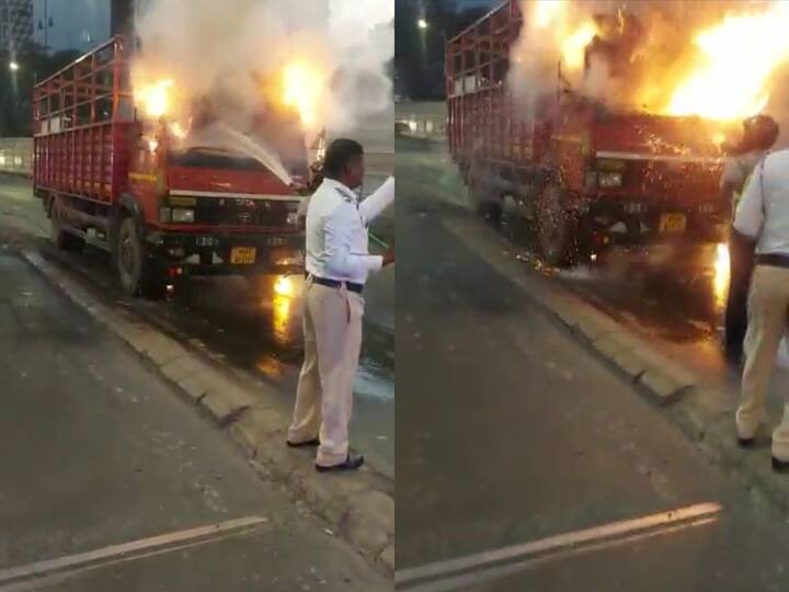 Burning Trucks on Pearl Bridge : मुंबईतील परळ पुलावर ट्रकला भीषण आग. वेळीच ट्रकमधून बाहेर उडी मारल्याने चालकाचे प्राण बचावले.