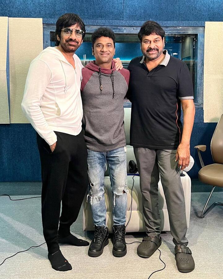 రవితేజ, దేవిశ్రీ, చిరంజీవి - Image Credit: Devi Sri Prasad/Instagram