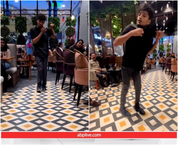 young man showed great moves on Manike Mage Hite song in restaurant Video: रेस्टोरेंट में 'मानिके मागे हिते' सॉन्ग पर युवक ने दिखाए शानदार मूव्स, वीडियो वायरल