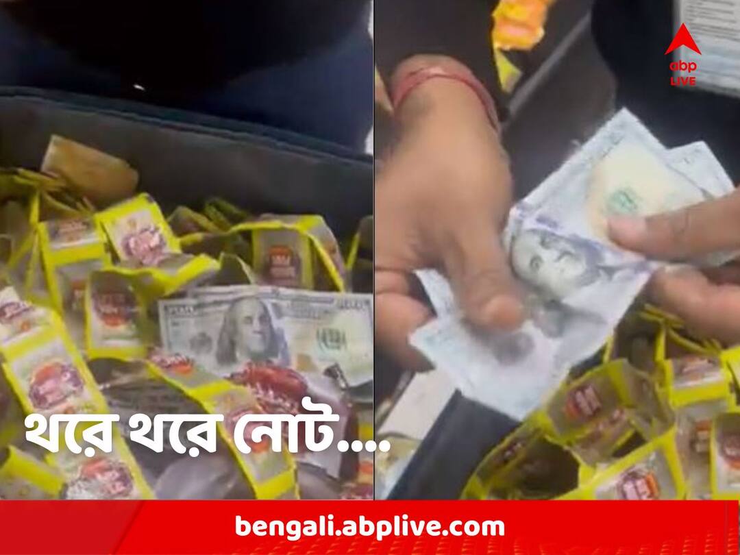 Viral Video: গুটখার প্যাকেট থেকে বেরোল মার্কিন ডলার, ভাইরাল নগদ উদ্ধার AIU officials of Kolkata Customs checked-in baggage resulted recovery worth US 40000 dollar concealed inside Gutkha pouches Viral Video: গুটখার প্যাকেট থেকে বেরোল মার্কিন ডলার, ভাইরাল নগদ উদ্ধার