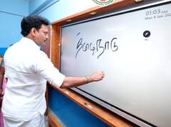 Anbil Mahesh: 'தமிழ்நாடு'- மாணவர்களிடம் எழுதிக் காட்டிய அமைச்சர் அன்பில்; வைரலாகும் படம்