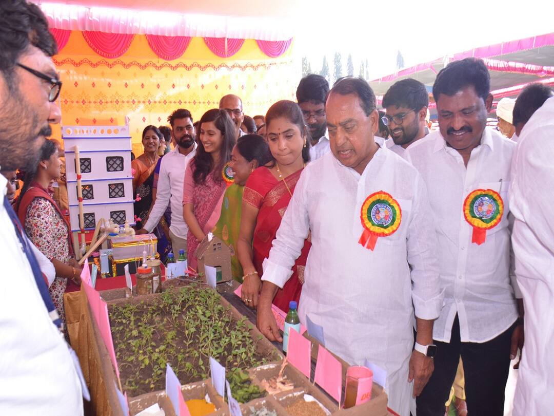 Adilabad News Telangana Ministers Indrakaran Reddy Sabitha Indra Reddy Started Science Fair at Center of Nirmal District Science Fair: 
