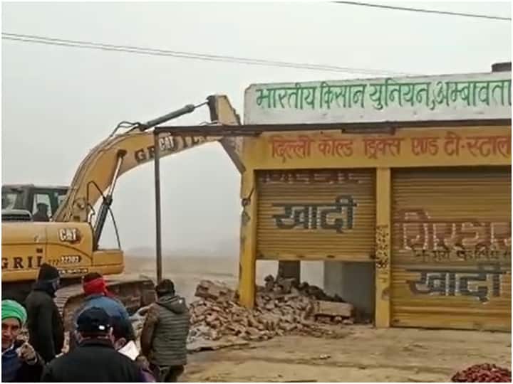 muzaffarnagar administration demolished bhartiya kisan union camp office ann Muzaffarnagar: NH-58 के रास्ते में रोड़ा बन रहा था भारतीय किसान यूनियन का कार्यालय, बुलडोजर से हटाया गया