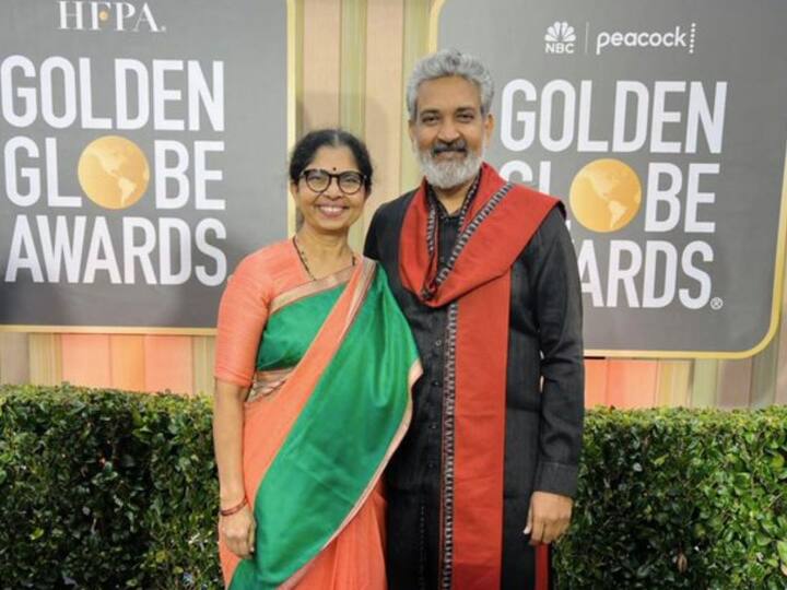 एस. एस. राजामौली यांच्या पत्नीनं देखील गोल्डन ग्लोब पुरस्कारा सोहळ्याला हजेरी लावली. (RRR Movie/twitter)