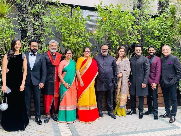 आरआरआर चित्रपटाच्या टीमनं गोल्डन ग्लोब पुरस्कारा सोहळ्याला हजेरी लावली. (RRR Movie/twitter)